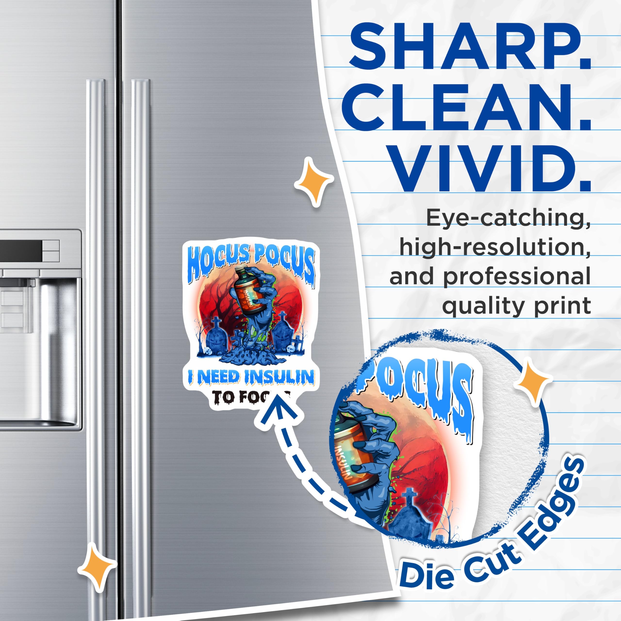 (2 Pack) Insulin Magnets - Hocus Pocus Decor - Diabetes Awareness Magnet - 5" On Longest Side - Premium Magnet - for Cars, Refrigerators, Toolboxes, Lockers - Made in USA - MAG17075