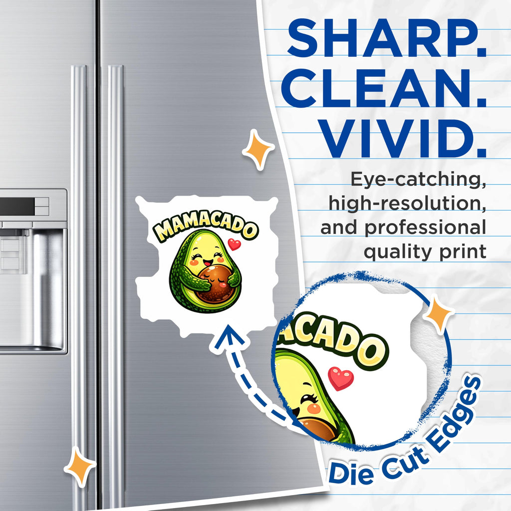 (2 Pack) Mamacado Magnets - Cute Avocado Motherhood Fridge Decor - New Mom Pregnancy Announcement Kitchen Accessory - 5 Inches On Longest Side - Thick Durable Magnet - Made in USA - MAG20923