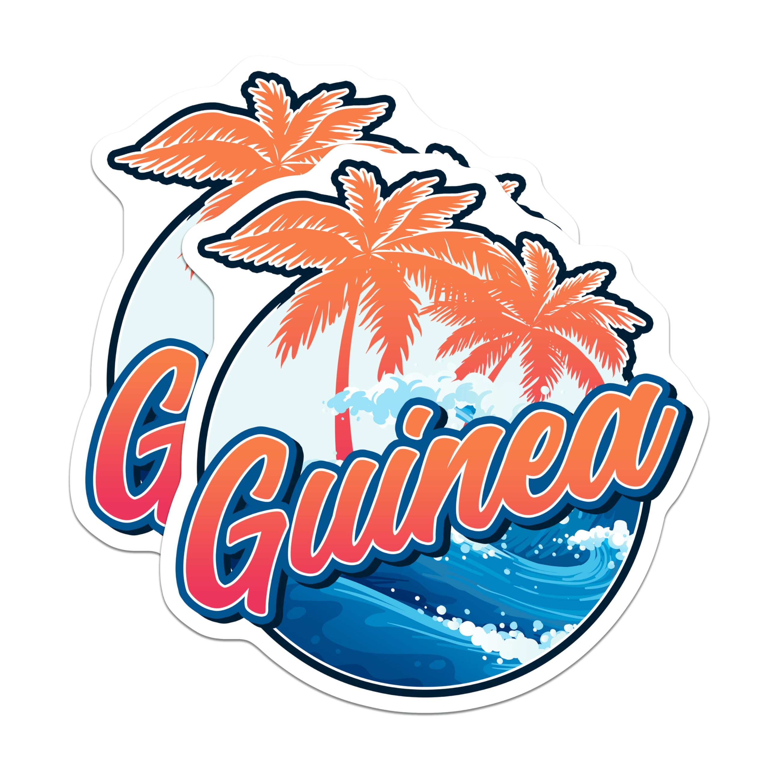 (2 Pack) Guinea Souvenir Magnets - Island Holiday Decor - Travel Fridge Magnets - 5" On Longest Side - Premium Magnet - for Cars, Refrigerators, Toolboxes, Lockers - Made in USA - MAG18250