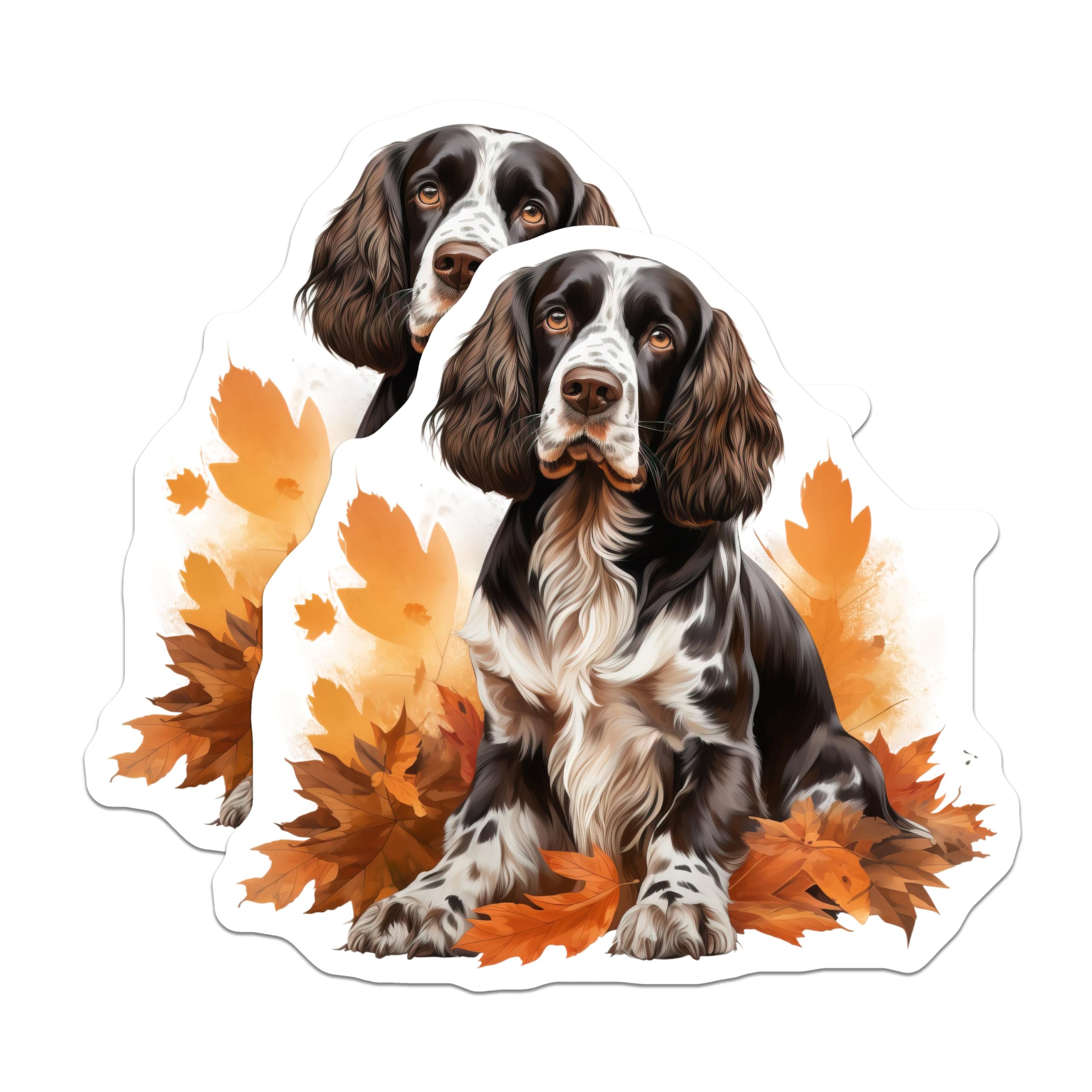 (2 Pack) Springer Spaniel Dog Magnets - Autumn Leaves Decor - Pet Lover Home Accessory - Fall Kitchen Fridge Art - 5 Inches On Longest Side - Thick Durable Magnet - Made in USA - MAG28088
