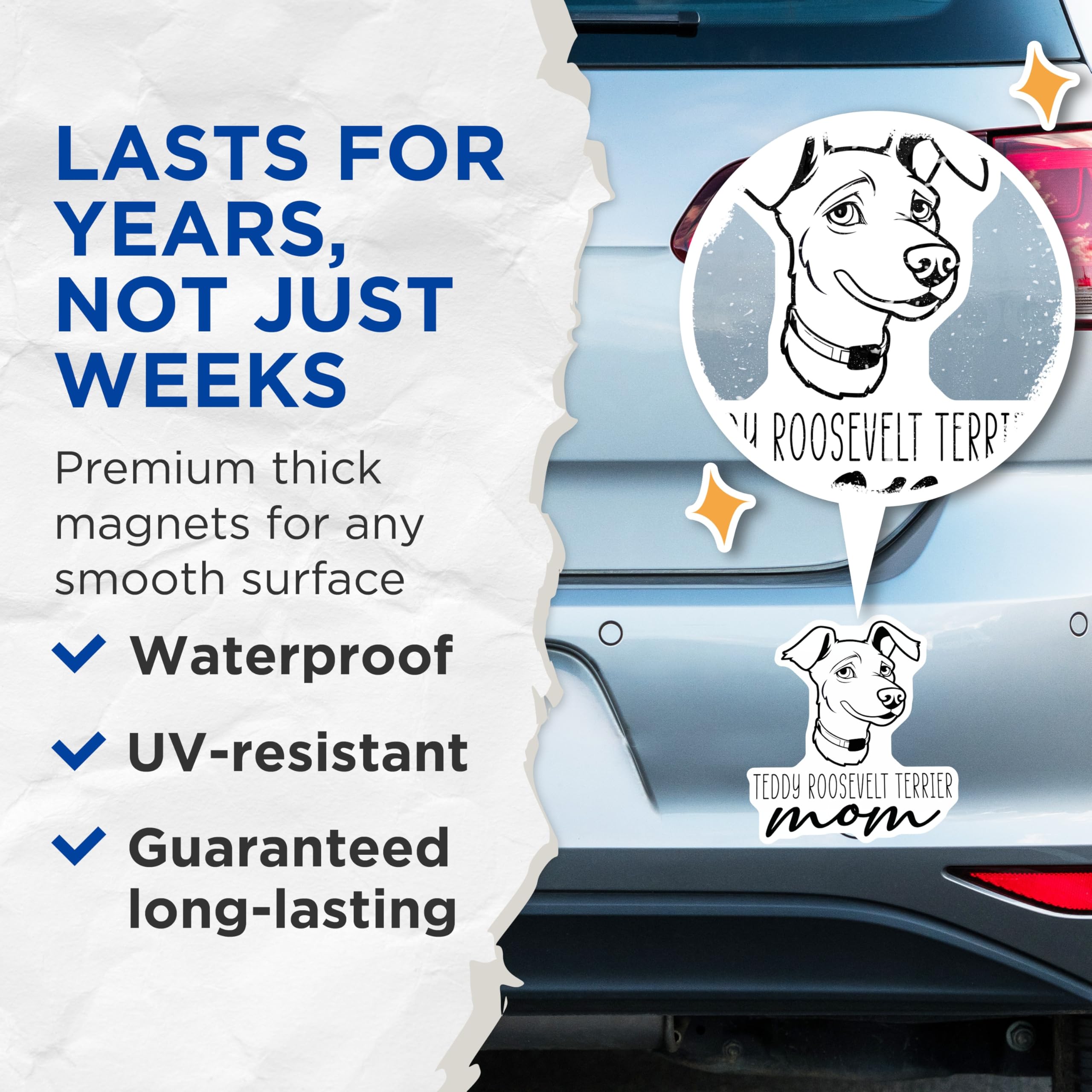 (2 Pack) Teddy Roosevelt Terrier Magnets - TRT Mom Decor - Dog Breed Accessory for Fridge - 5 Inches On Longest Side - Thick Durable Magnet - Made in USA - MAG27041
