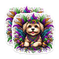 (2 Pack) Mardi Gras Dog Magnets - Cute Puppy - Party Celebration Decor - 5" On Longest Side - Premium Magnet - for Cars, Refrigerators, Toolboxes, Lockers - Made in USA - MAG14988