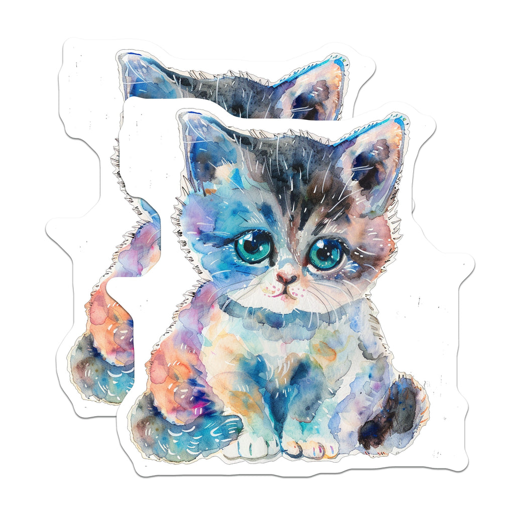 (2 Pack) Cute Watercolor Kitten Magnets - Aesthetic Cat Lover Pet Art - Whimsical Animal Fridge Decor - Office Locker Magnets - 5 Inches On Longest Side - Thick Durable Magnet - Made in USA - MAG36007