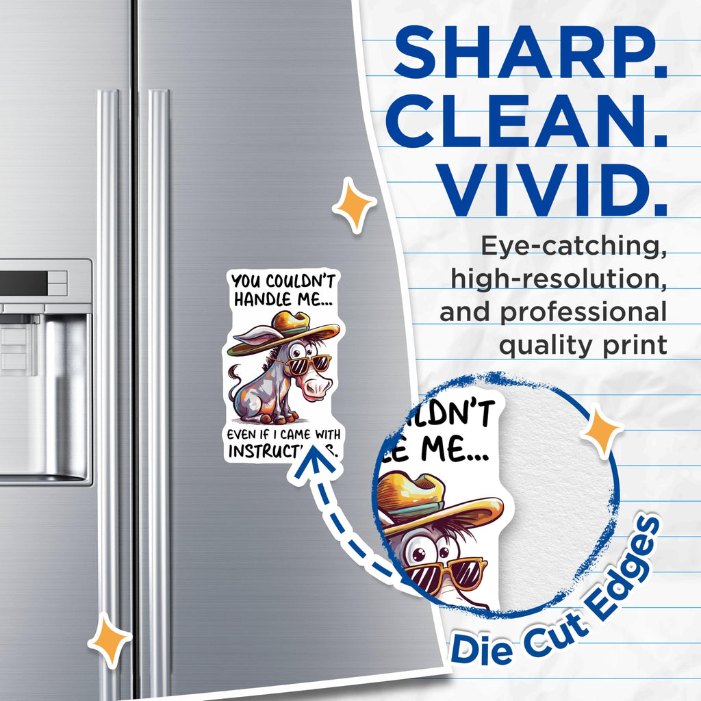(2 Pack) Funny Donkey Magnets - You Couldn't Handle Me Magnets - Humorous Donkey Quotes Magnets - 5" On Longest Side - for Cars, Refrigerators, Toolboxes, Lockers - Made in USA BMCS3329