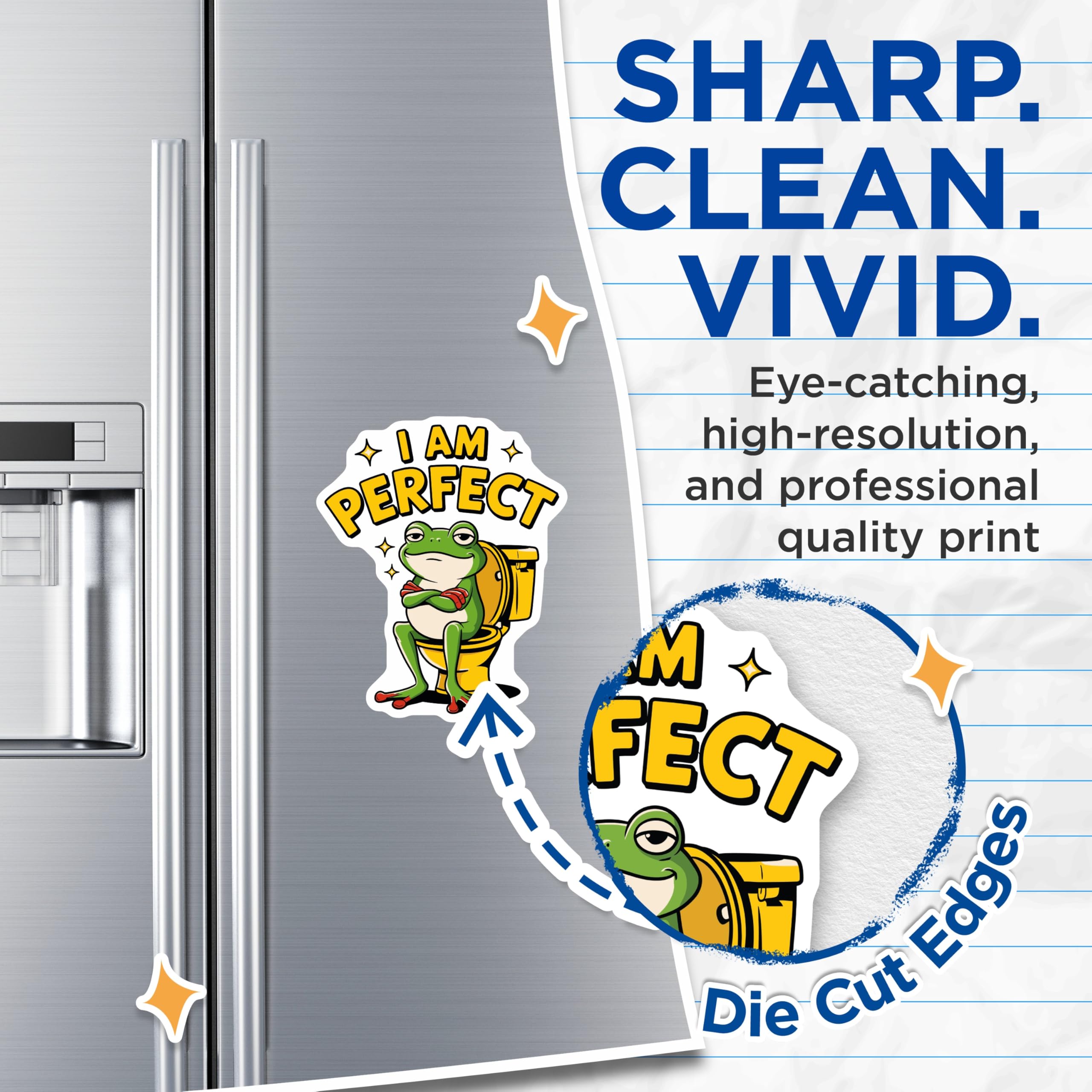 (2 Pack) Funny Frog Magnets - I Am Perfect Meme - Novelty Humor Refrigerator Decor - 5" On Longest Side - Premium Magnet - for Cars, Refrigerators, Toolboxes, Lockers - Made in USA - MAG16809