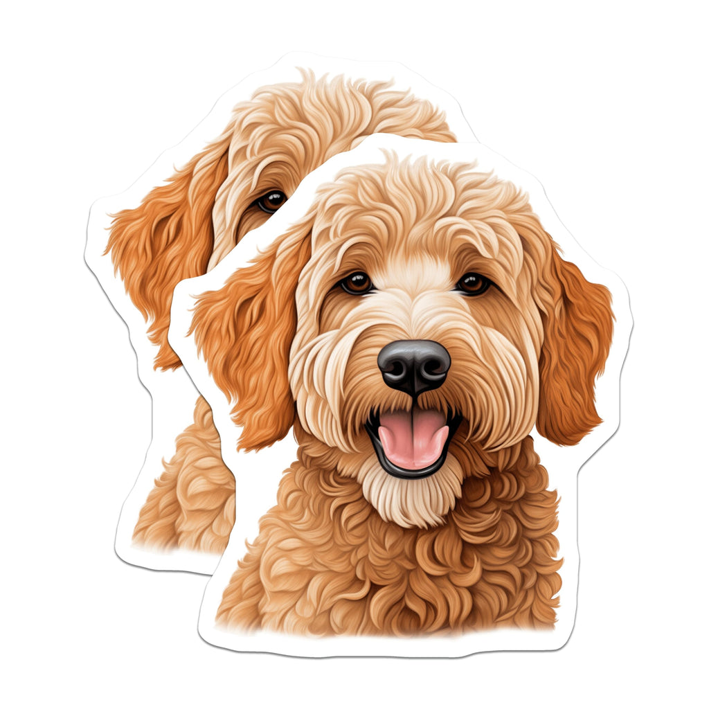 (2 Pack) Goldendoodle Dog Breed Magnets - Happy Doodle Pet Owner Decor - Charming Canine Lover Display - 5 Inches On Longest Side - Thick Durable Magnet - Made in USA - MAG24167