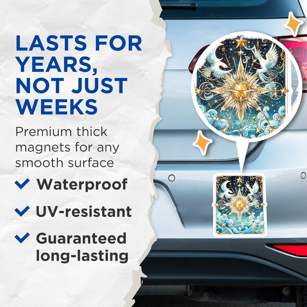 (2 Pack) Celestial Magnets - Starry Night - Dove Refrigerator Magnets - 5" On Longest Side - Premium Magnet - for Cars, Refrigerators, Toolboxes, Lockers - Made in USA - MAG15546
