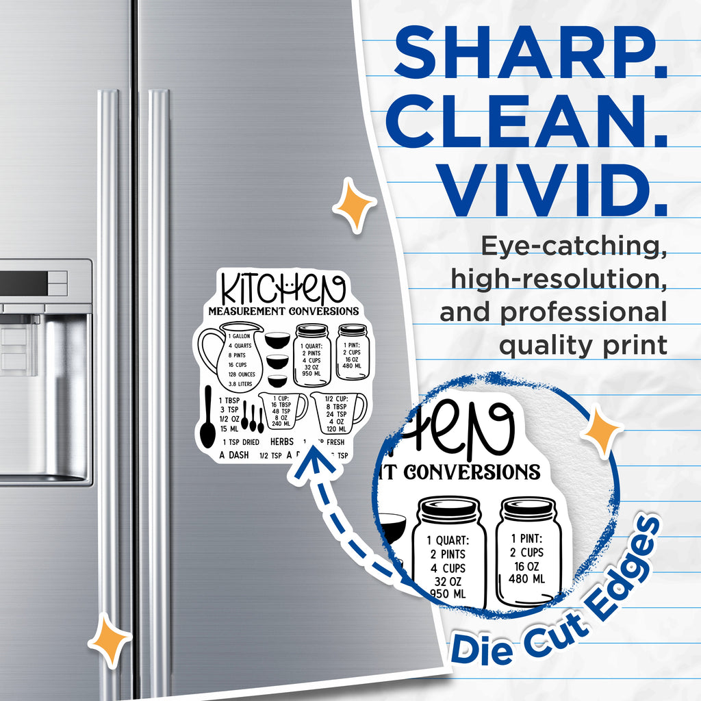 (2 Pack) Kitchen Measurement Conversion Magnets - Cooking Baking Chart - Handy Reference Guide Fridge - 5 Inches On Longest Side - Thick Durable Magnet - Made in USA - MAG36628