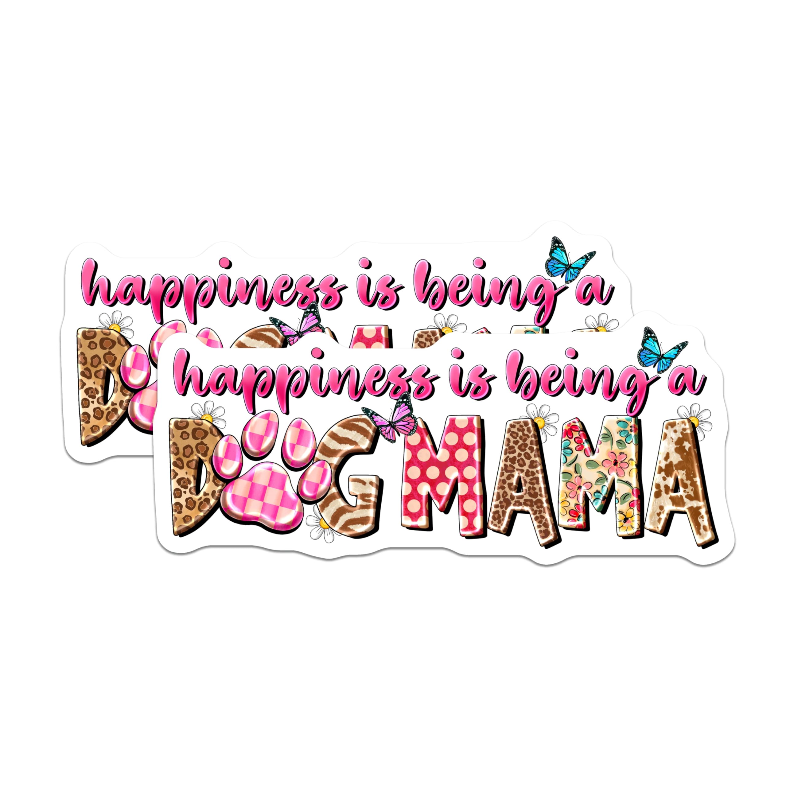 (2 Pack) Dog Mom Magnets - Dog Mama Leopard Floral Decor - Whimsical Pet Owner Refrigerator - 5 Inches On Longest Side - Thick Durable Magnet - Made in USA - MAG25203