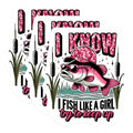 (3 Pack) Fishing Girl Decals - Bass Fish Sticker - Girl Power Decals - 3 Inches On Longest Side - Easy Peel & Apply - Made in USA - 3MCS1099