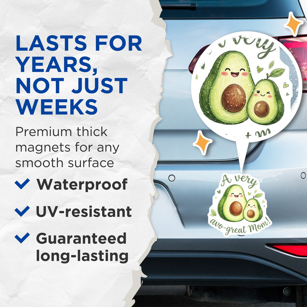 (2 Pack) Avocado Mom Magnets - Cute Mother Appreciation - Funny Food Pun Decor for Moms - 5 Inches On Longest Side - Thick Durable Magnet - Made in USA - MAG39220