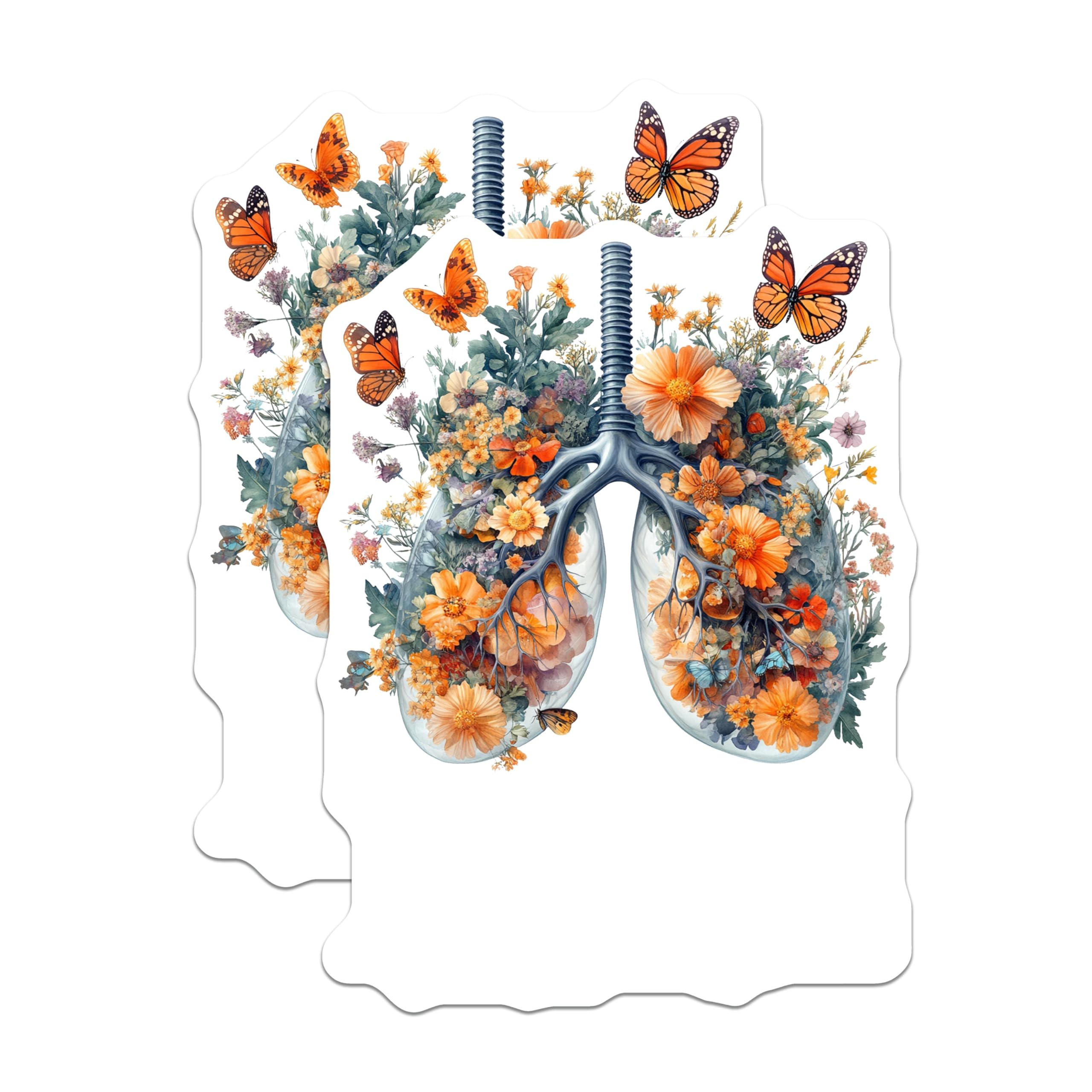 (2 Pack) Vibrant Floral Lungs Magnets - Surreal Botanical Anatomy Art - Inspirational Breath of Life Decor - 5 Inches On Longest Side - Thick Durable Magnet - Made in USA - MAG19878