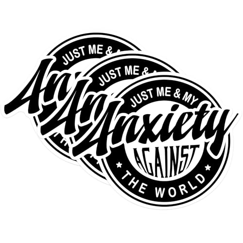 (3 Pack) Anxiety Decals - Mental Health Sticker - Laptop Decals - 3 Inches On Longest Side - Easy Peel & Apply - Made in USA - 3MCS1361