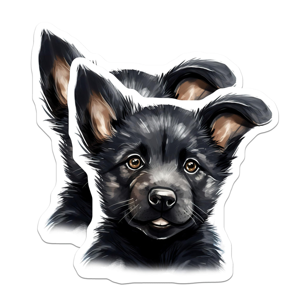 (2 Pack) Cute Black Puppy Magnets - Dog Mom Refrigerator Decor - Pet Owner Home Accessories - Adorable Animal Art - 5 Inches On Longest Side - Thick Durable Magnet - Made in USA - MAG27465