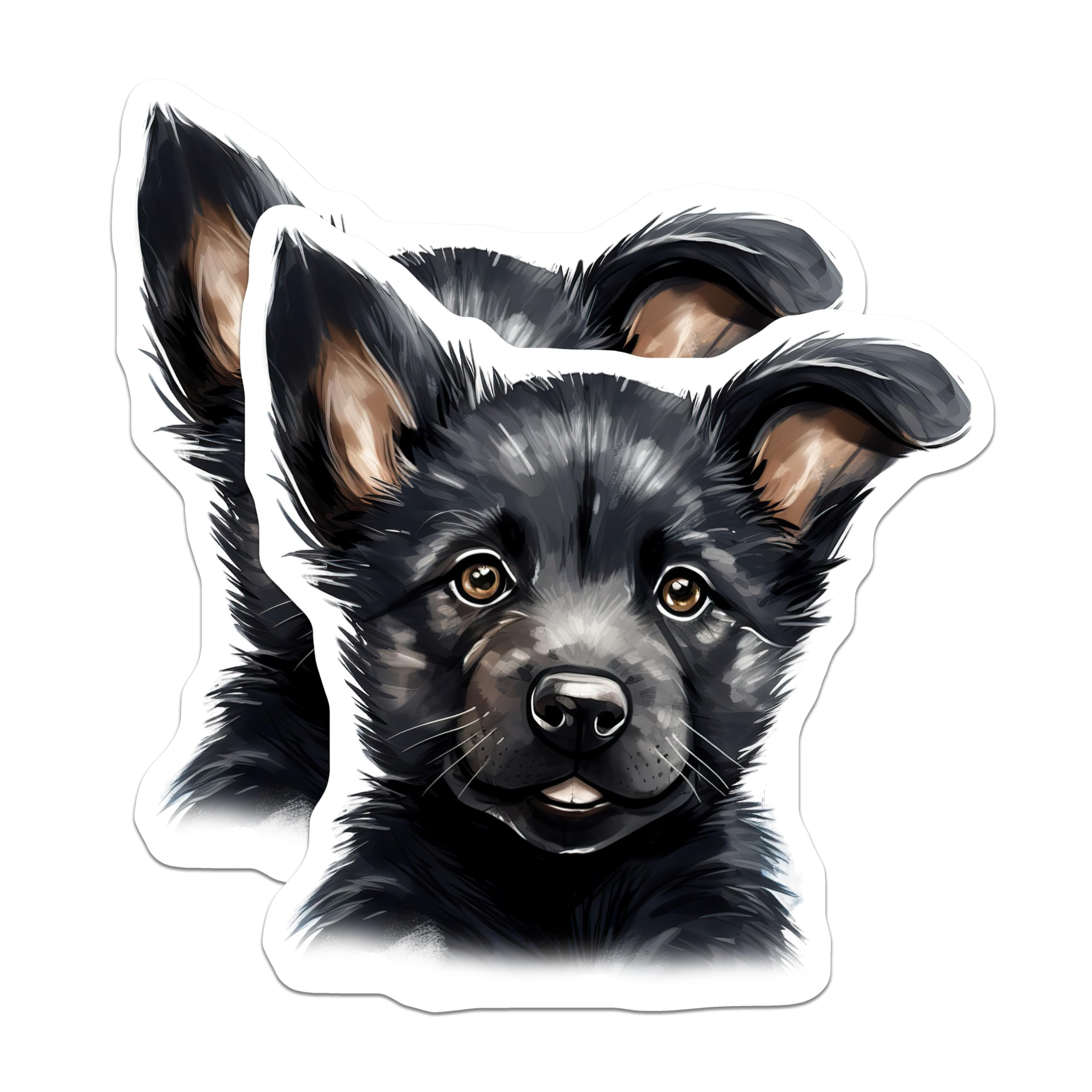 (2 Pack) Cute Black Puppy Magnets - Dog Mom Refrigerator Decor - Pet Owner Home Accessories - Adorable Animal Art - 5 Inches On Longest Side - Thick Durable Magnet - Made in USA - MAG27465