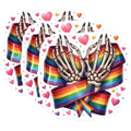 (3 Pack) LGBT Pride Decals - Rainbow Heart - Skeleton Hands Stickers- 3 Inches On Longest Side - Easy Peel & Apply - Made in USA - 3MCS5476