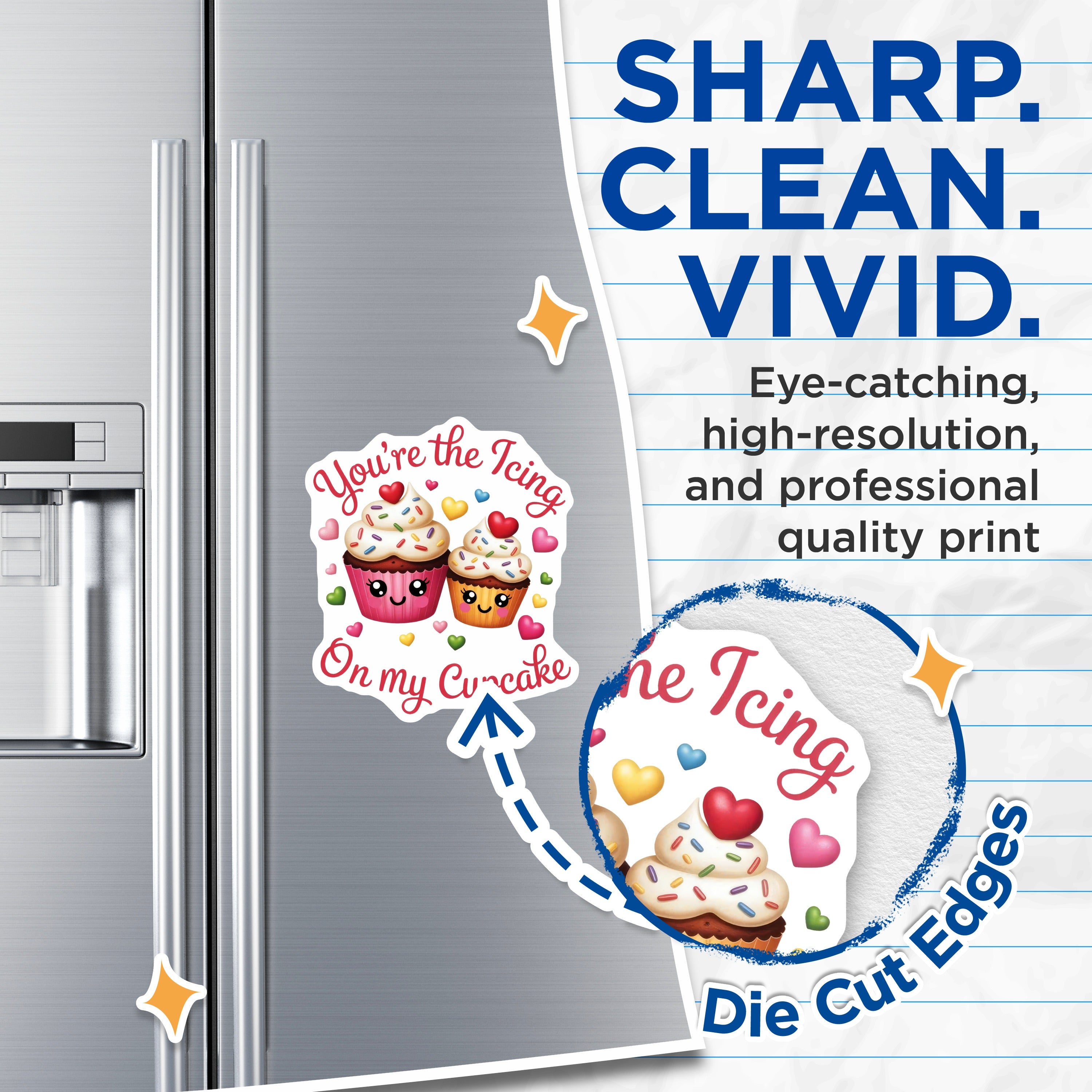 (2 Pack) Cute Cupcake Magnets - Sweet Love Quote Fridge Decor - Valentine's Day Anniversary Memento - 5 Inches On Longest Side - Thick Durable Magnet - Made in USA - MAG37769