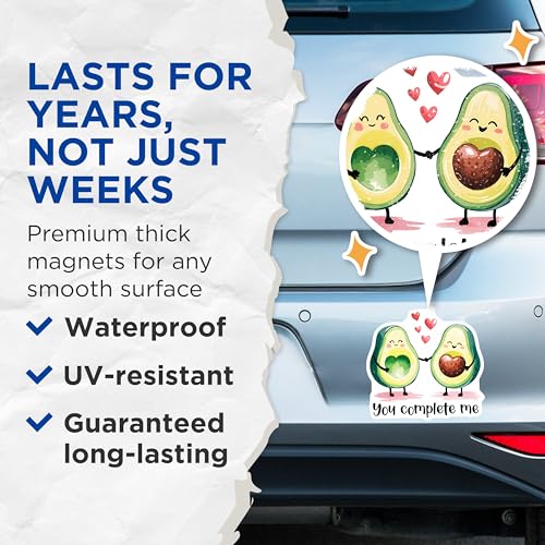 (2 Pack) Funny Avocado Love Magnets Magnets - Cute Avocado Couple - 5" On Longest Side - Made in USA - Sticks to Refrigerators & Metal Surfaces - MAG8386