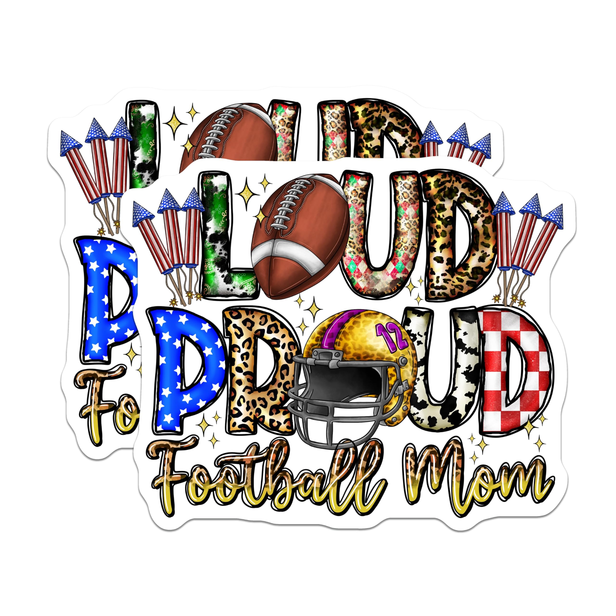 (2 Pack) Loud Proud Football Mom Magnets - Game Day Mama Decor - Football Season Life - Sports Mom Accessories - 5 Inches On Longest Side - Thick Durable Magnet - Made in USA - MAG30728