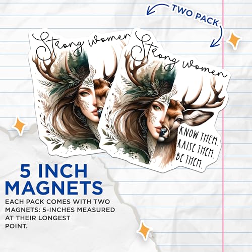 (2 Pack) Strong Women Magnets Magnets - Inspirational Magnet - Empowerment Quotes - 5" On Longest Side - Made in USA - Sticks to Refrigerators & Metal Surfaces - MAG9230