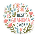 (2 Pack) Best Grandma Ever Stickers - Floral Grandma Stickers - Grandmother Appreciation Stickers - 5" On Longest Side - Sticks to Any Smooth Flat Surface - Made in USA - BMCS2555