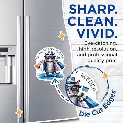 (2 Pack) Retail Therapy Needed Magnets Magnets - Shopping Cat Fridge Decor - 5" On Longest Side - Made in USA - Sticks to Refrigerators & Metal Surfaces - MAG9171