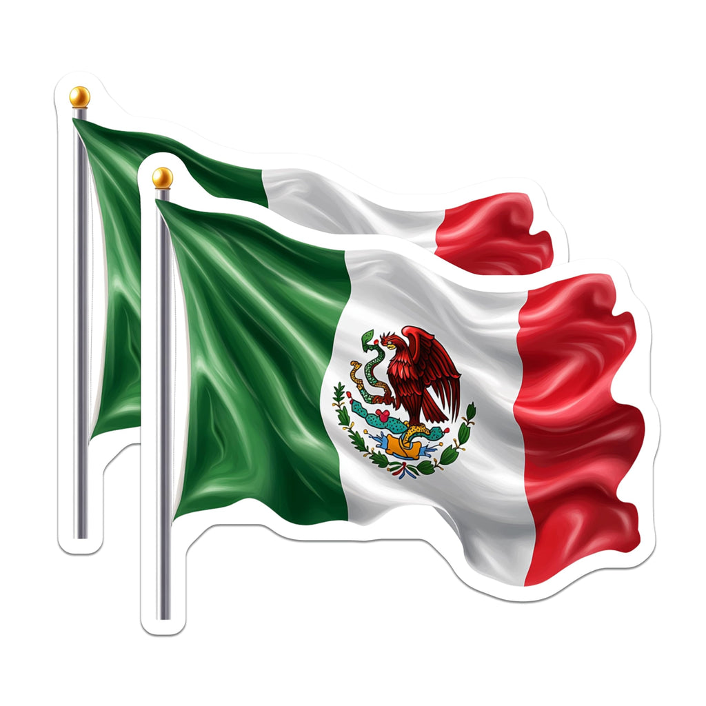 (2 Pack) Mexican Flag Magnets - Mexico National Pride - Patriotic Display Home Decor - 5 Inches On Longest Side - Thick Durable Magnet - Made in USA - MAG25882