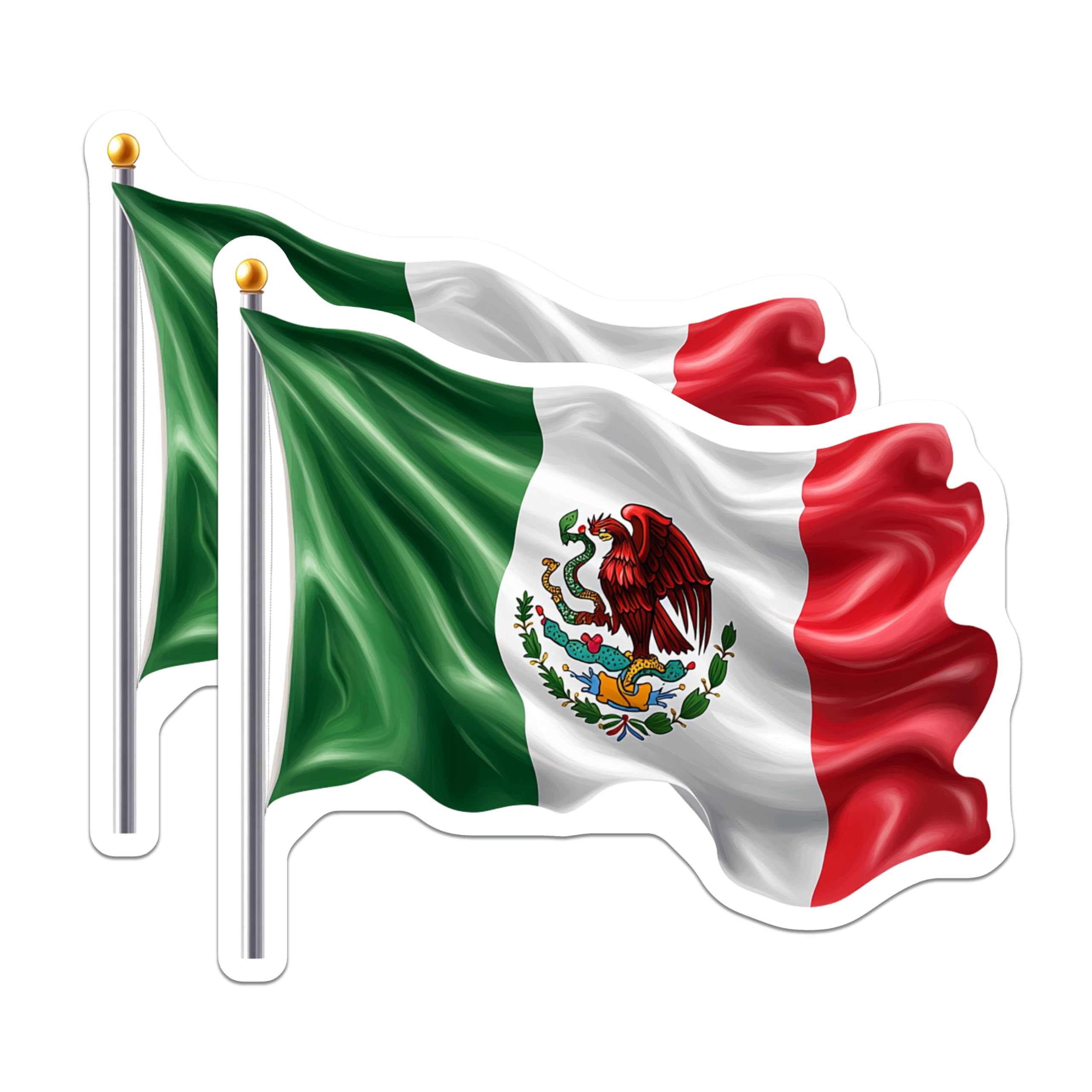 (2 Pack) Mexican Flag Magnets - Mexico National Pride - Patriotic Display Home Decor - 5 Inches On Longest Side - Thick Durable Magnet - Made in USA - MAG25882