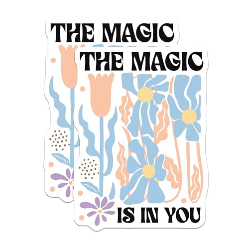 (2 Pack) Inspirational Quote Stickers - Motivational Floral Stickers - Positive Affirmations - 5" On Longest Side - Sticks to Smooth Flat Surfaces - Made in USA - BMCS3841