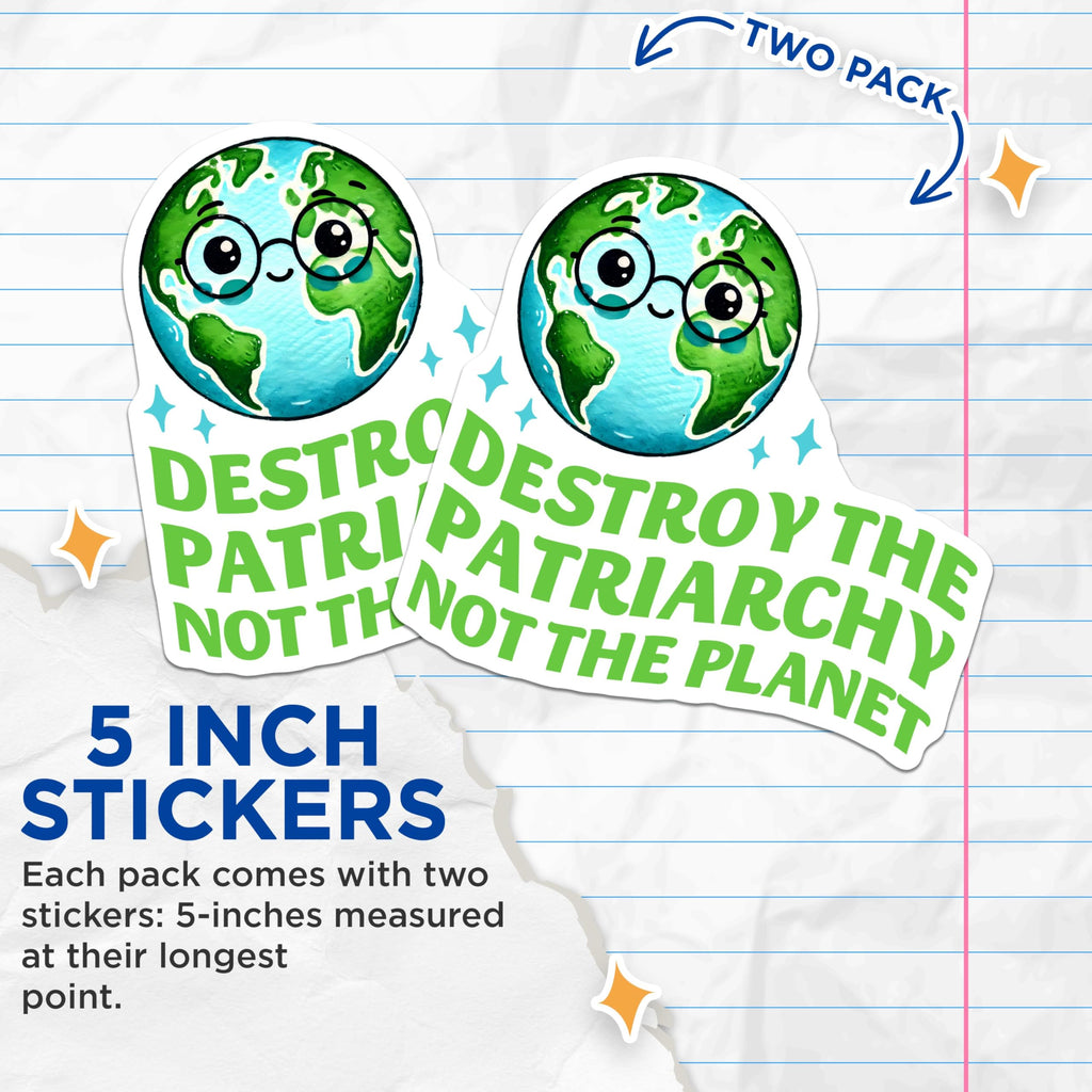(2 Pack) Global Earth Stickers - Environmental Awareness - 5" On Longest Side - Sticks to Smooth Flat Surfaces - Made in USA - BMCS8352 - BMCS8352