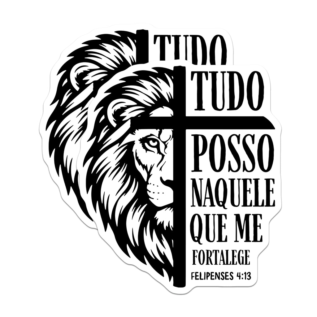 (2 Pack) Lion Cross Magnets - Religious Verse - Christian Lion Art Fridge Decals - 5" On Longest Side - Premium Magnet - for Cars, Refrigerators, Toolboxes, Lockers - Made in USA - MAG15956
