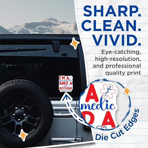(2 Pack) Paramedic Dad Stickers - Inspirational Paramedic Decals - Motivational Father Stickers - 5" On Longest Side - Sticks to Smooth Flat Surfaces - Made in USA - BMCS5534