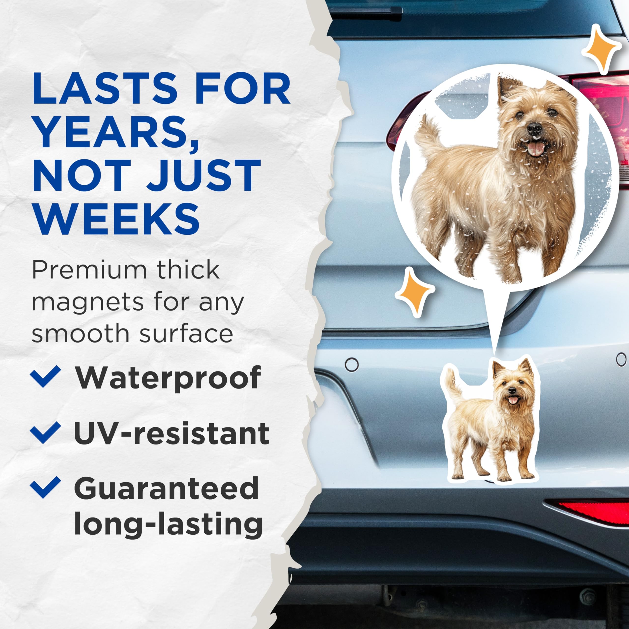 (2 Pack) Cairn Terrier Magnets - Adorable Dog Illustration Decor - Pet Owner Collectibles for Fridge - 5 Inches On Longest Side - Thick Durable Magnet - Made in USA - MAG24034