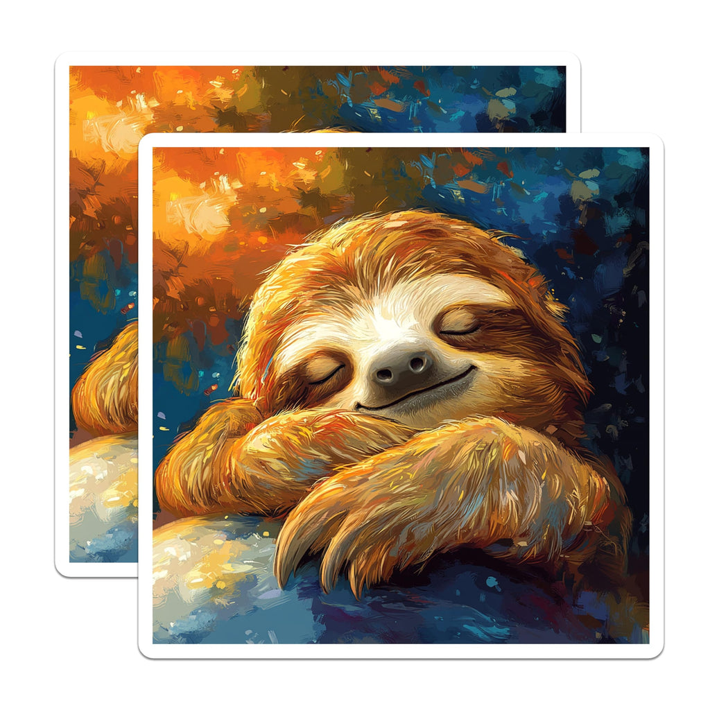 (2 Pack) Sleeping Sloth Magnets - Cute Animal Art - Cozy Fridge Decor - Jungle Slumber - 5 Inches On Longest Side - Thick Durable Magnet - Made in USA - MAG24456