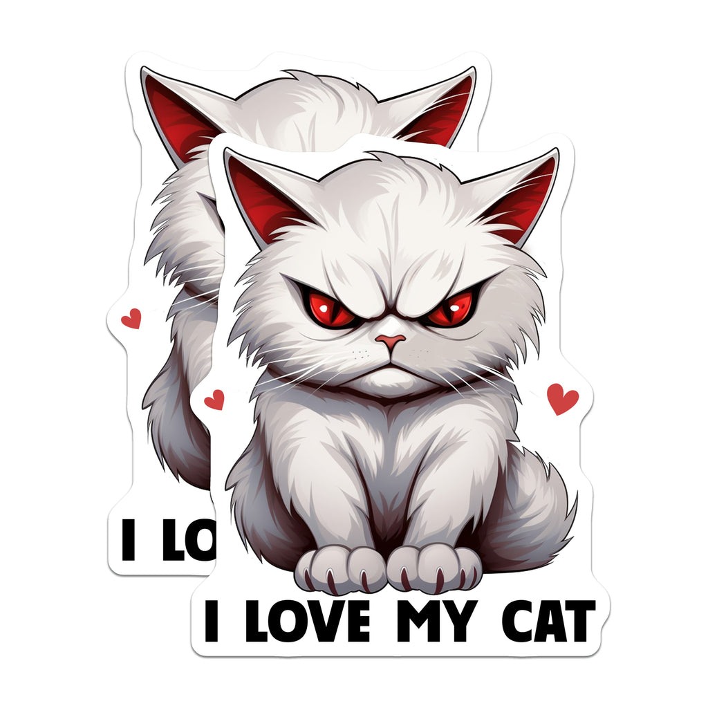 (2 Pack) Grumpy Cat Magnets - Funny Cat Lover Fridge Decor - White Cat Art for Pet Owners - 5 Inches On Longest Side - Thick Durable Magnet - Made in USA - MAG38118