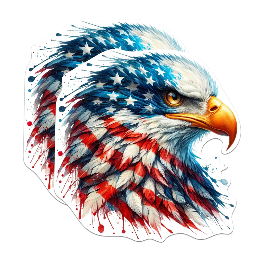 (2 Pack) Patriotic USA Flag Bald Eagle Screaming Eagle Magnets - USA Flag Magnets - 5 Inches On Longest Side - Premium Magnet - for Cars, Refrigerators, Toolboxes - Made in USA - MAG2118