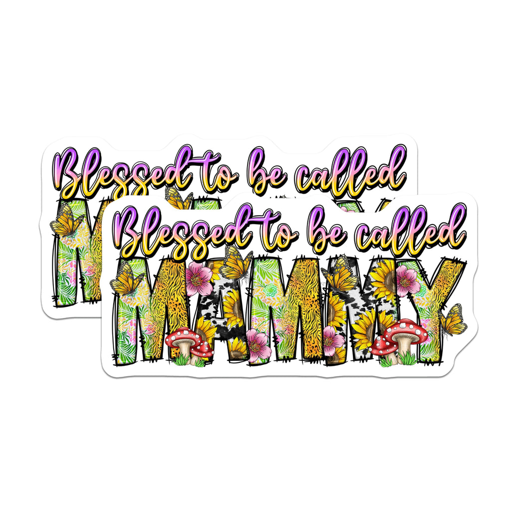 (2 Pack) Blessed Mammy Magnets - Grandparent Appreciation - Floral Butterfly Sunflower - Mothers Day Present - 5 Inches On Longest Side - Thick Durable Magnet - Made in USA - MAG25715