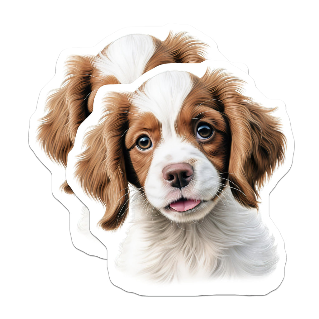 (2 Pack) Brittany Spaniel Puppy Magnets - Adorable Dog Lover Kitchen Decor - Cute Animal Refrigerator Accent - 5 Inches On Longest Side - Thick Durable Magnet - Made in USA - MAG24800
