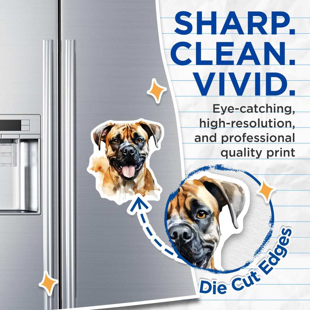 (2 Pack) Watercolor Boxer Dog Magnets - Boxer Lover Pet Decor - Dog Mom Fridge Magnets - 5 Inches On Longest Side - Thick Durable Magnet - Made in USA - MAG30759