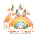 (2 Pack) Behavior Technician Stickers - Rainbow Bunny Stickers - Cute Job Title Stickers - 5" On Longest Side - Sticks to Any Smooth Flat Surface - Made in USA - BMCS3169