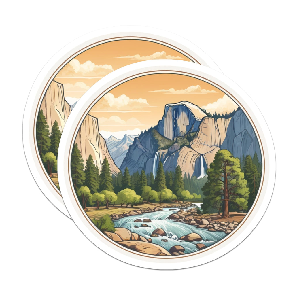 (2 Pack) Yosemite National Park Magnets - Half Dome Mountain Landscape - Scenic Valley Nature Refrigerator Decoration - 5 Inches On Longest Side - Thick Durable Magnet - Made in USA - MAG20166
