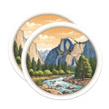 (2 Pack) Yosemite National Park Magnets - Half Dome Mountain Landscape - Scenic Valley Nature Refrigerator Decoration - 5 Inches On Longest Side - Thick Durable Magnet - Made in USA - MAG20166