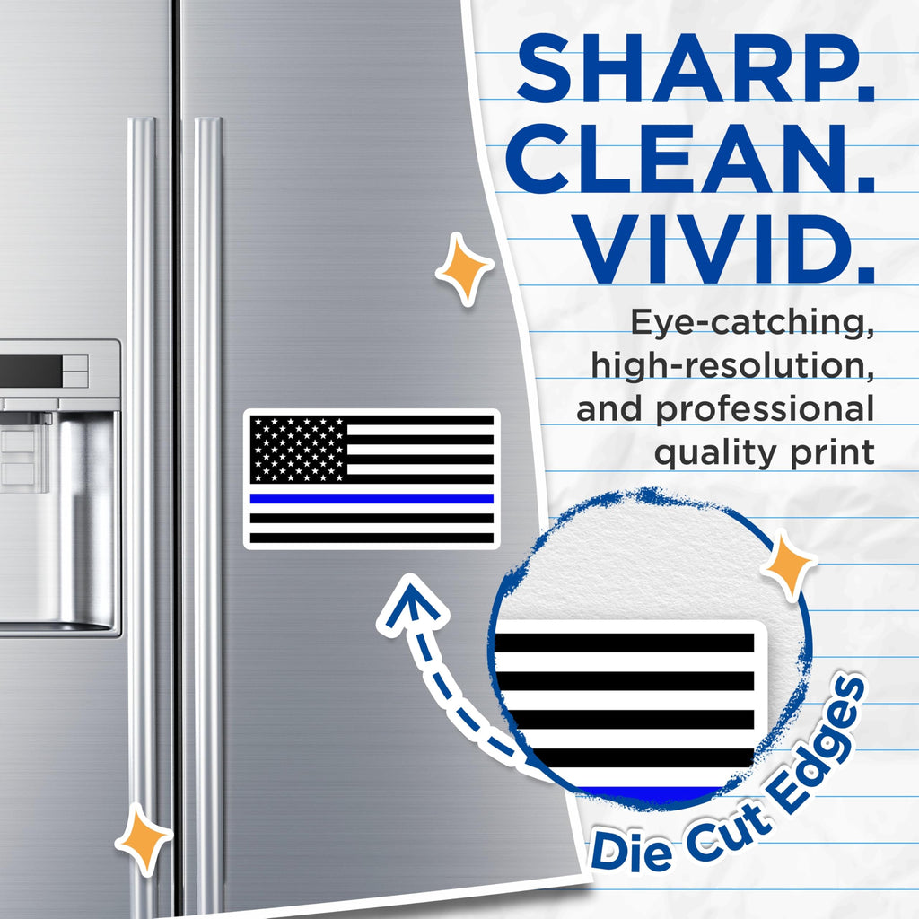 (2 Pack) Thin Blue Line Magnets - Law Enforcement Support - American Flag Decal for Leo - 5 Inches On Longest Side - Thick Durable Magnet - Made in USA - MAG23241