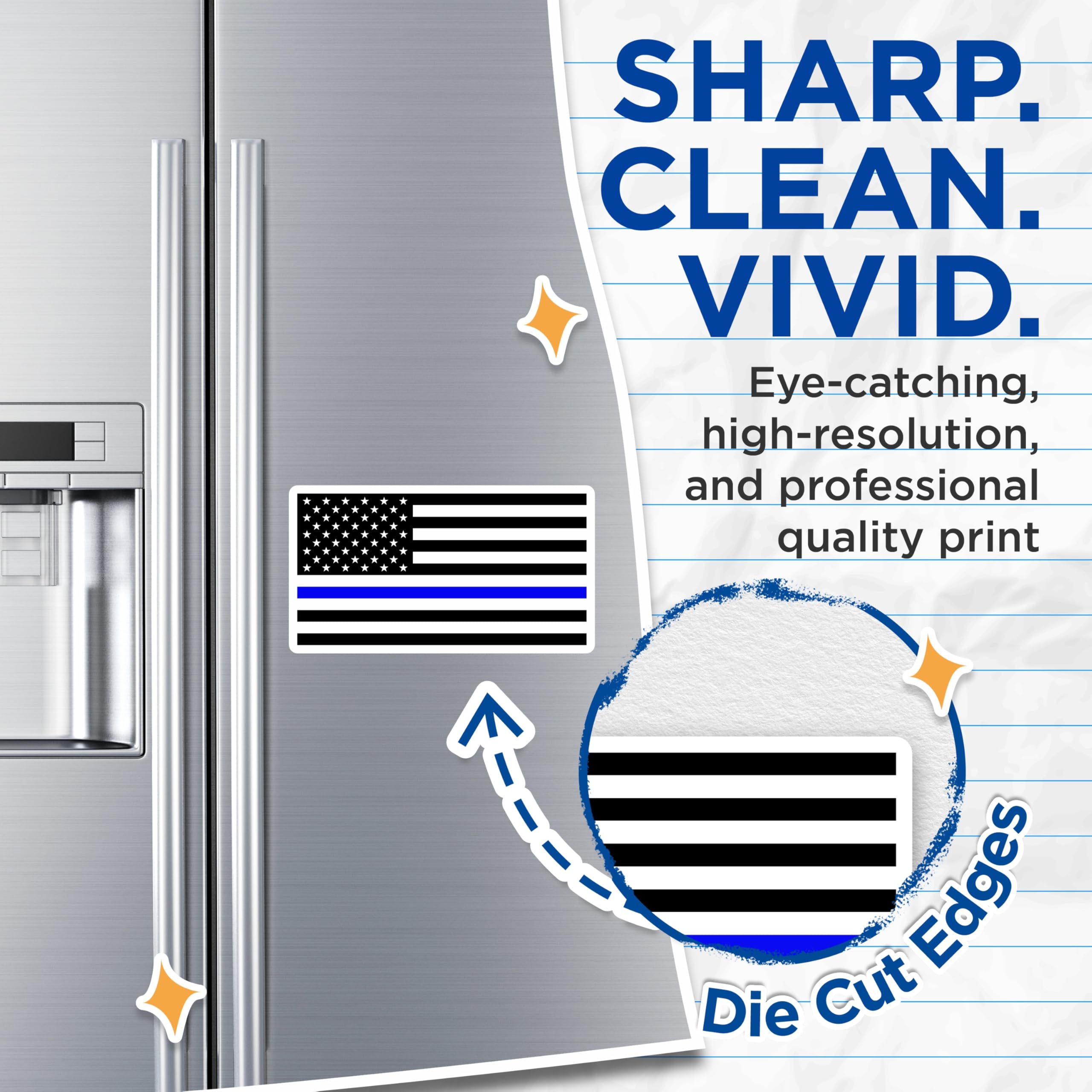 (2 Pack) Thin Blue Line Magnets - Law Enforcement Support - American Flag Decal for Leo - 5 Inches On Longest Side - Thick Durable Magnet - Made in USA - MAG23241