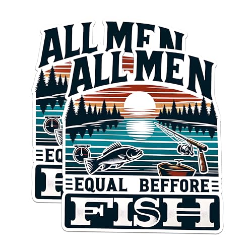 (2 Pack) All Men Equal Before Fish Magnets - Fishing Enthusiast Magnets - Fisherman Decor Magnets- 5" On Longest Side - for Fridges, Toolboxes, Cars - Made in USA - MAG2631
