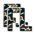 (2 Pack) Camouflage FL Letters Magnets - Military Abstract Initials - Distressed Pattern Alphabet Decor - State Pride Florida - 5 Inches On Longest Side - Thick Durable Magnet - Made in USA - MAG21458