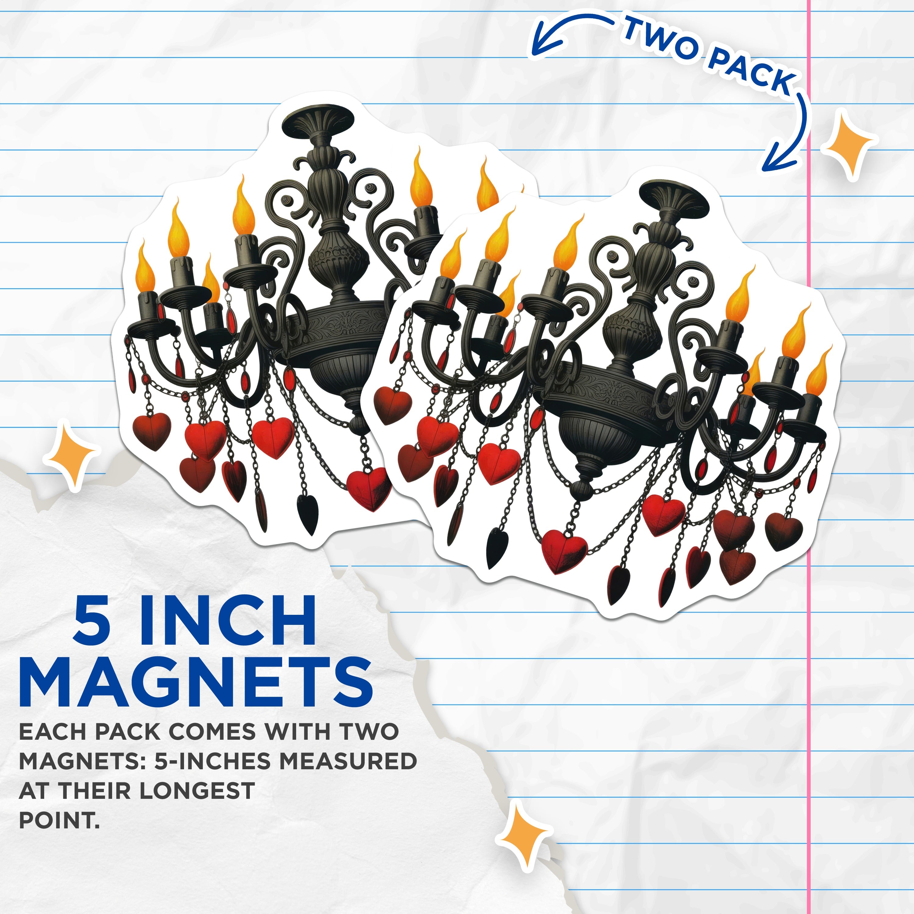 (2 Pack) Gothic Chandelier Magnets - Dark Romance Decor - Victorian Goth - Spooky Love - Halloween Decor - 5 Inches On Longest Side - Thick Durable Magnet - Made in USA - MAG39848