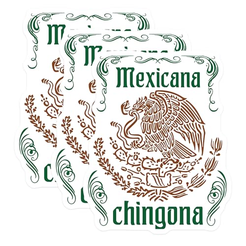 (3 Pack) Mexicana Chingona Decals - Mexican Pride - Laptop Decals - 3 Inches On Longest Side - Easy Peel & Apply - Made in USA - 3MCS4535