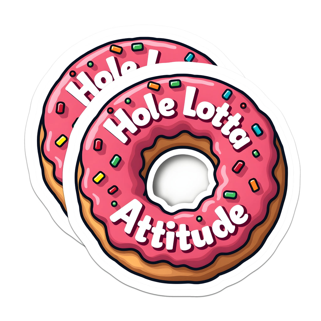 (2 Pack) Hole Lotta Attitude Magnets - Funny Donut Decor - Sassy Kitchen Quote - Foodie Fridge Humor - Quirky Locker Accessory - 5" - Thick Durable Magnet - Made in USA - MAG39039