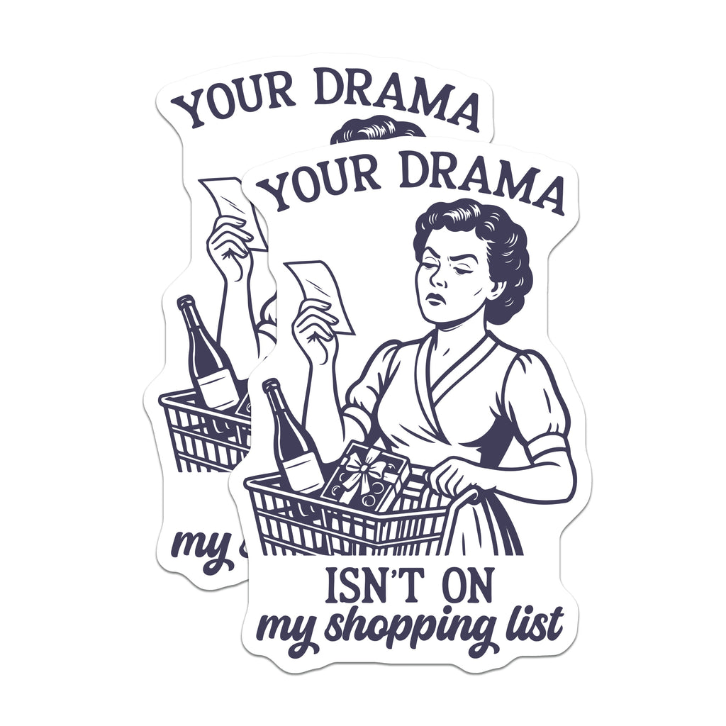 (2 Pack) Sarcastic Shopping List Magnets - Funny Retro Woman Saying - Drama Free Kitchen Fridge Decor - 5 Inches On Longest Side - Thick Durable Magnet - Made in USA - MAG39882